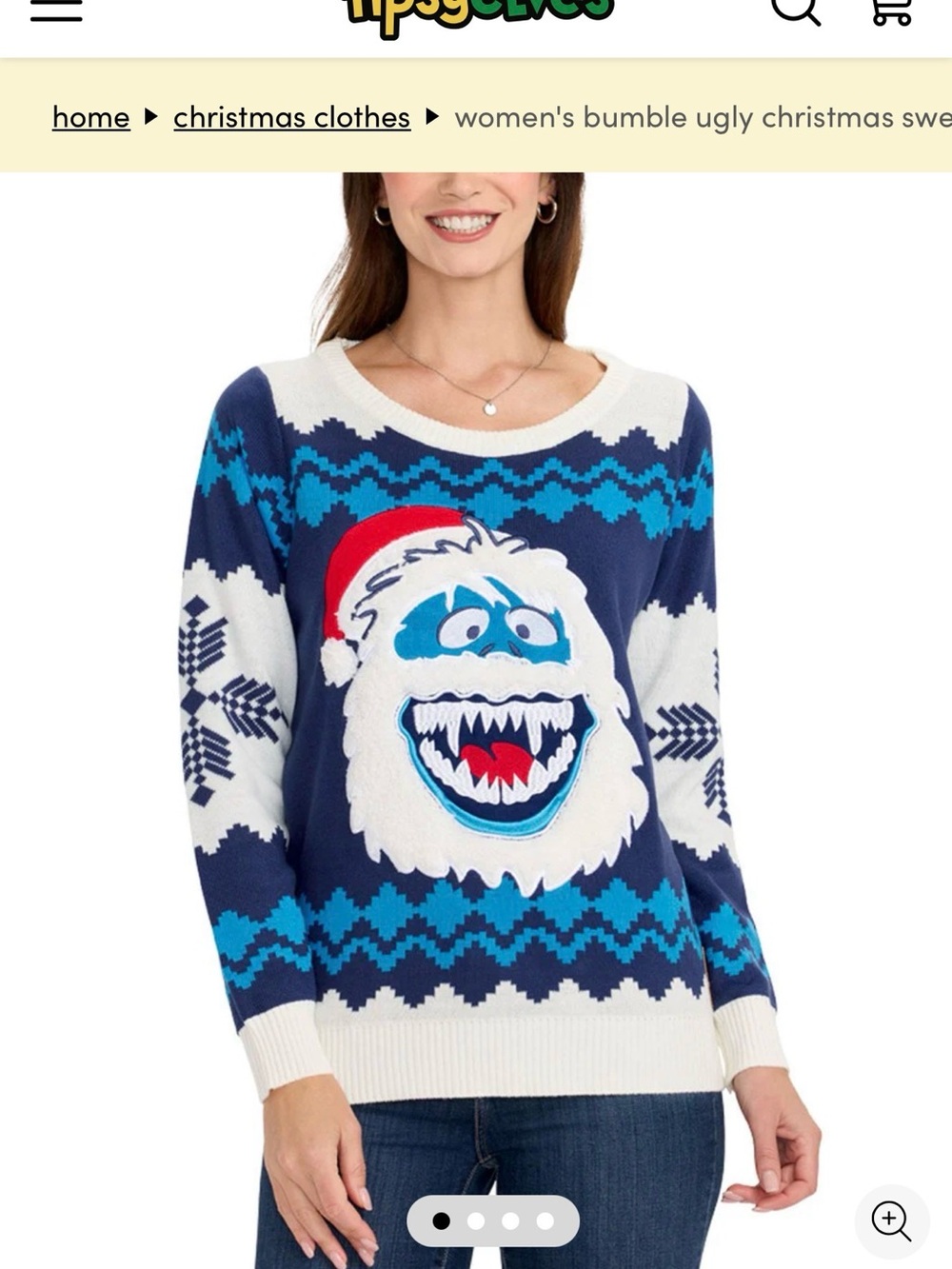 Tipsy Elves Navy Blue & White Holiday Yeti Crewneck Sweater